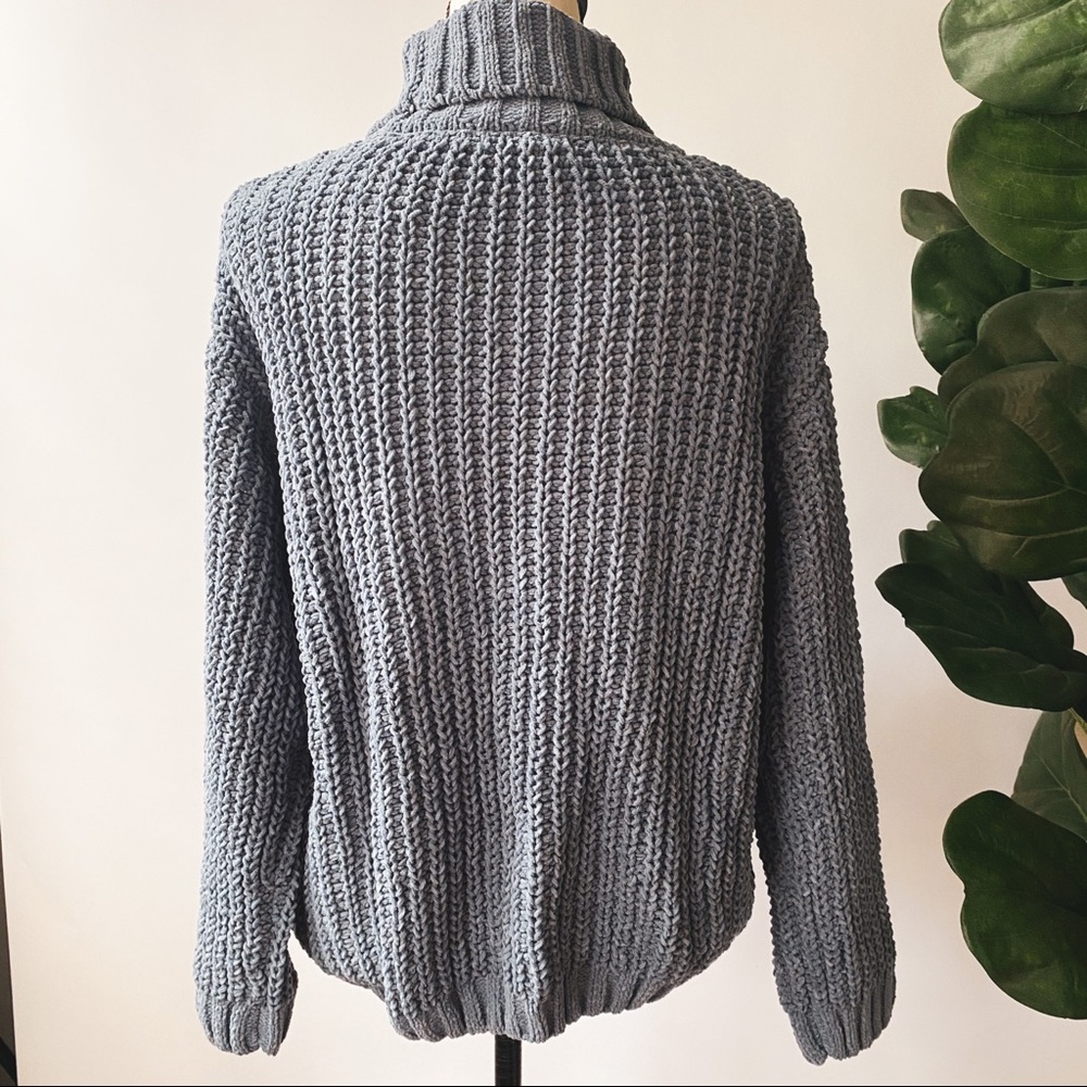 Last Chance! 1 left- Cozy Cable Knit Sweater - Blue Stone - Picture 7 of 7